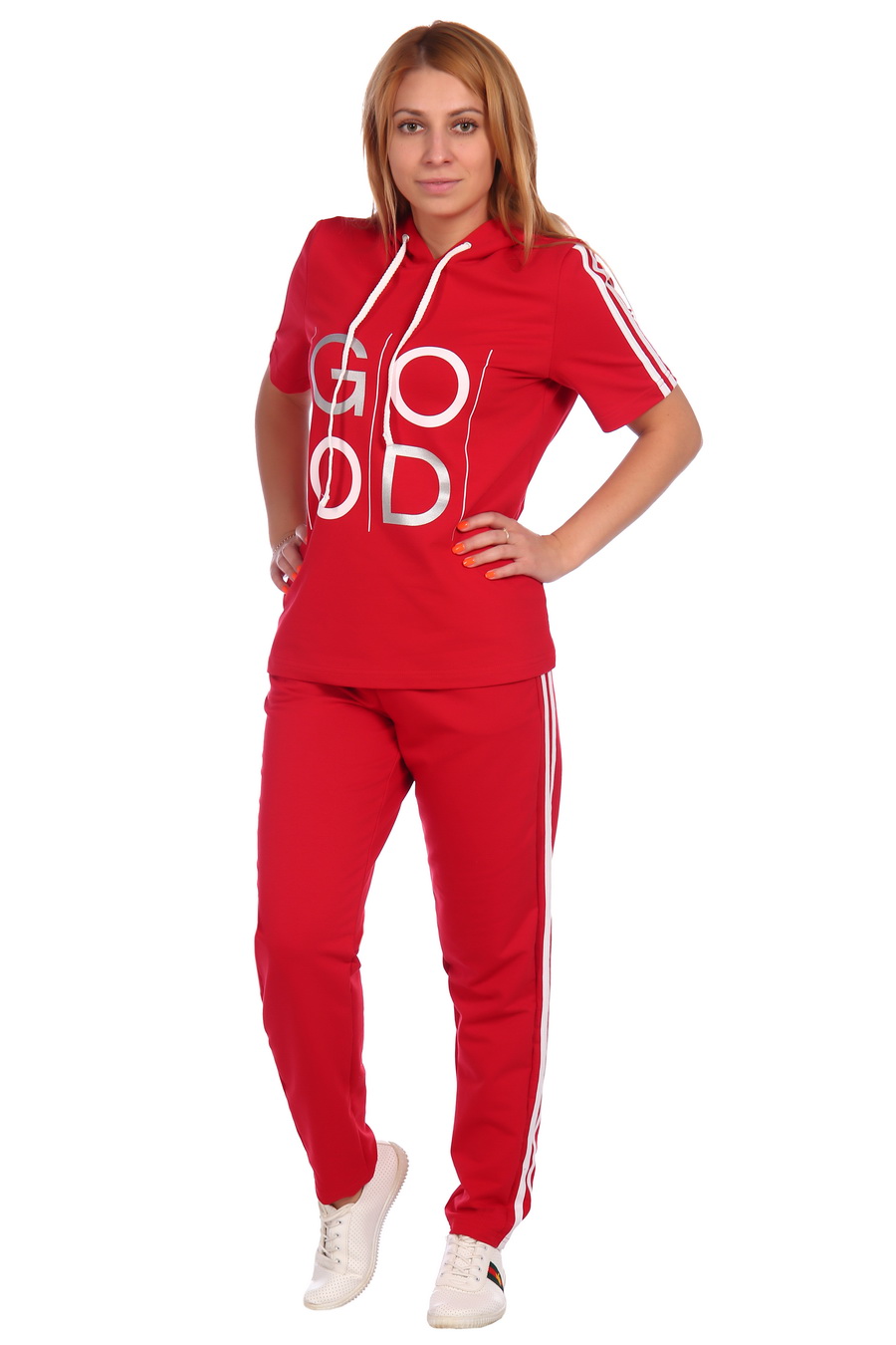 Фото товара 18341, красный спортивный костюм с капюшоном